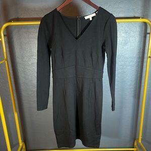 Gray Long Sleeve V-Neck Sheath Dress for Work